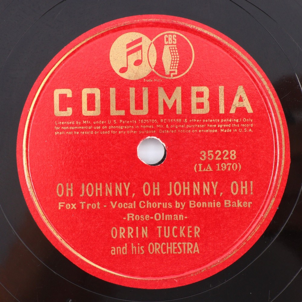 Orrin Tucker & His Orchestra - Oh Johnny / How Many Times 1939 10" 78rpm Record